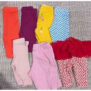 Baby Girls NB Lot Assorted (7) Leggings Skirts Red Pink Yellow Orange Purple